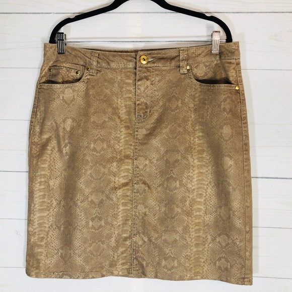 Baccini Dresses & Skirts - Baccini Metallic Python Denim Skirt Sz 12